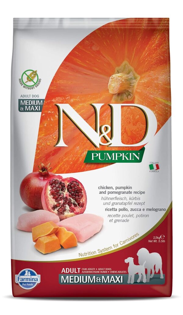 FARMINA N&D PUMPKIN CHICKEN & POMEGRANATE ADULT MEDIUM & MAXI