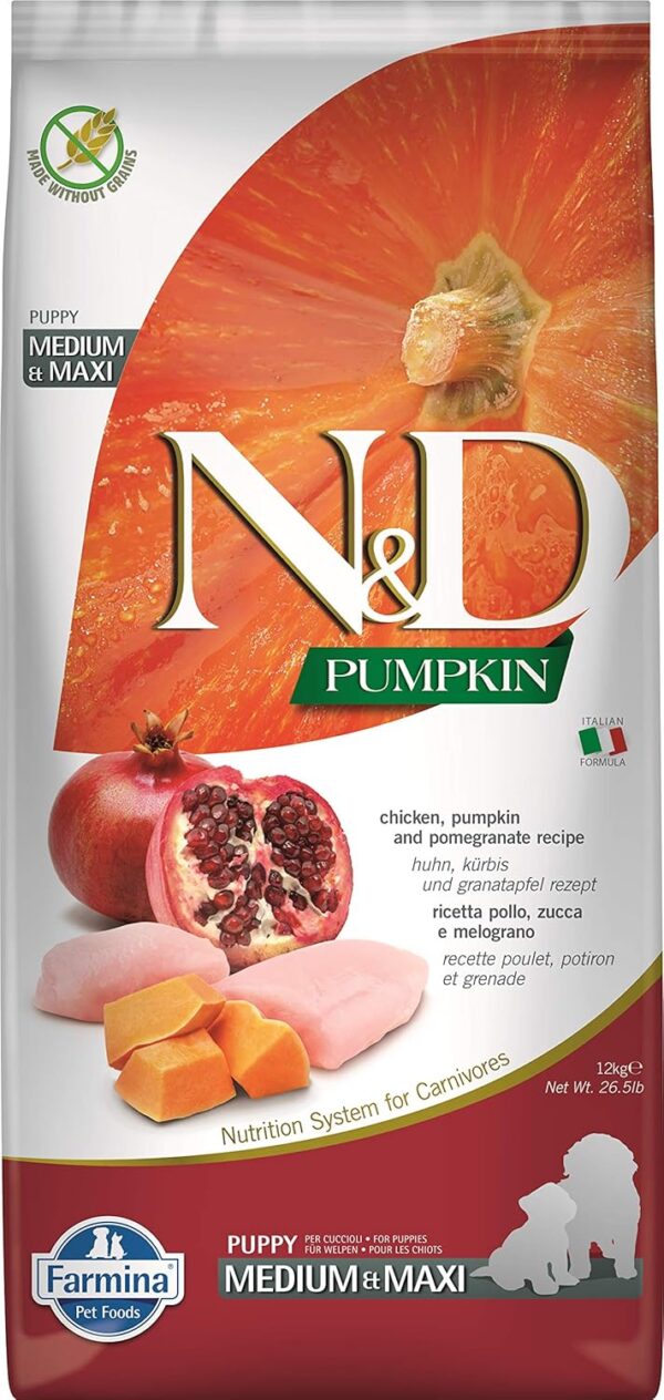 FARMINA N&D PUMPKIN CHICKEN & POMEGRANATE PUPPY MEDIUM & MAXI